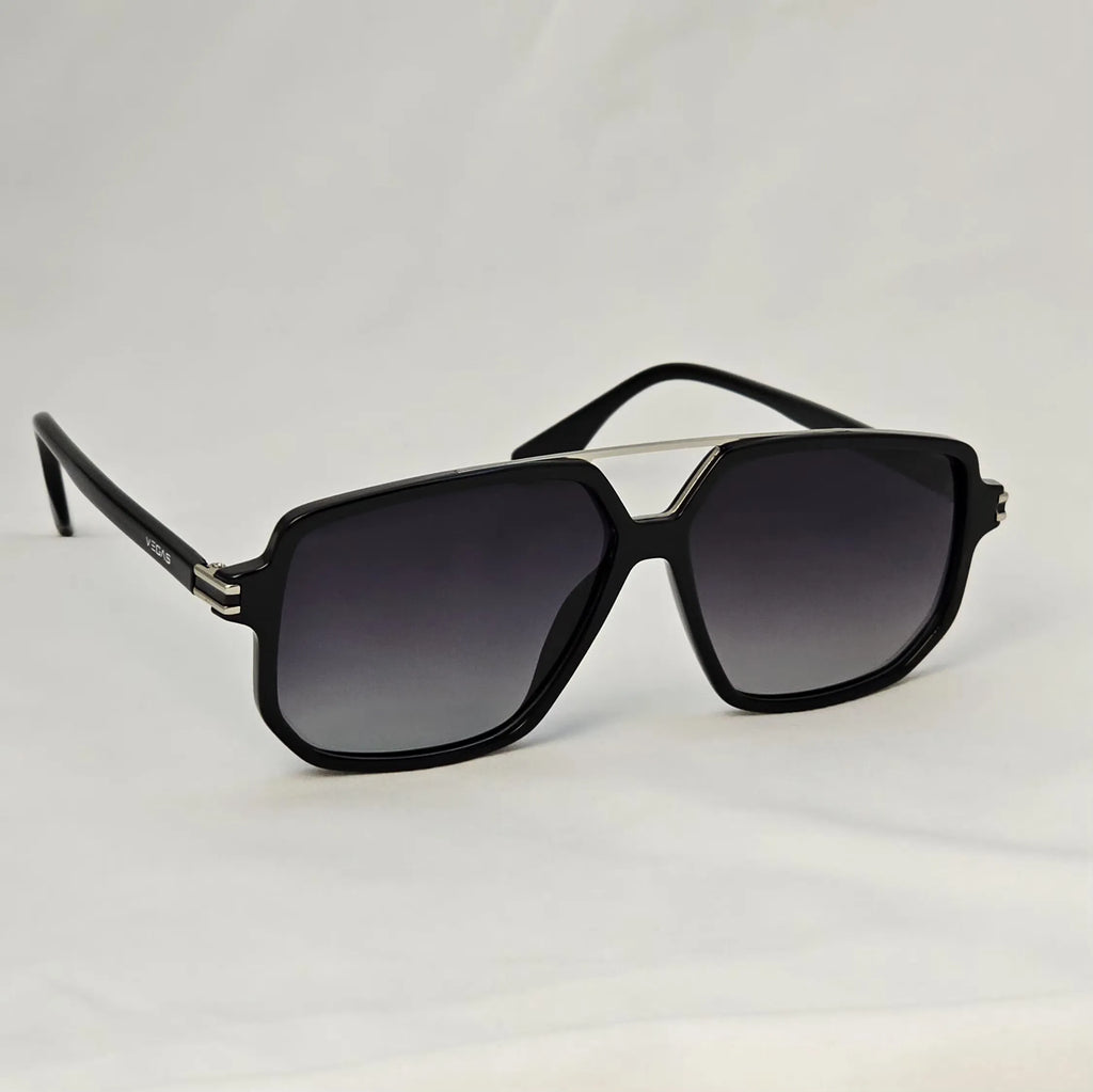 Vegas Black on Flame - Bold Square Sunglasses